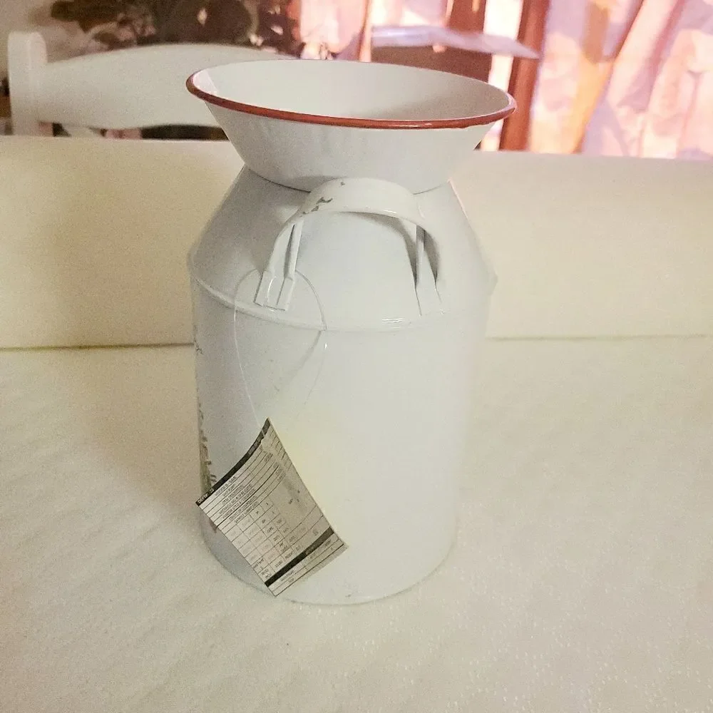 White Christmas Iron Milk Can